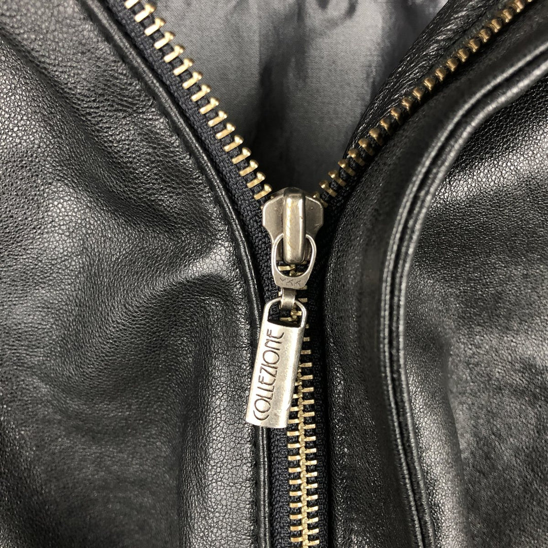 COLLEZIONE Padded Leather Blouson, Men's Size XL genuine leather black type Vintage Second Hand