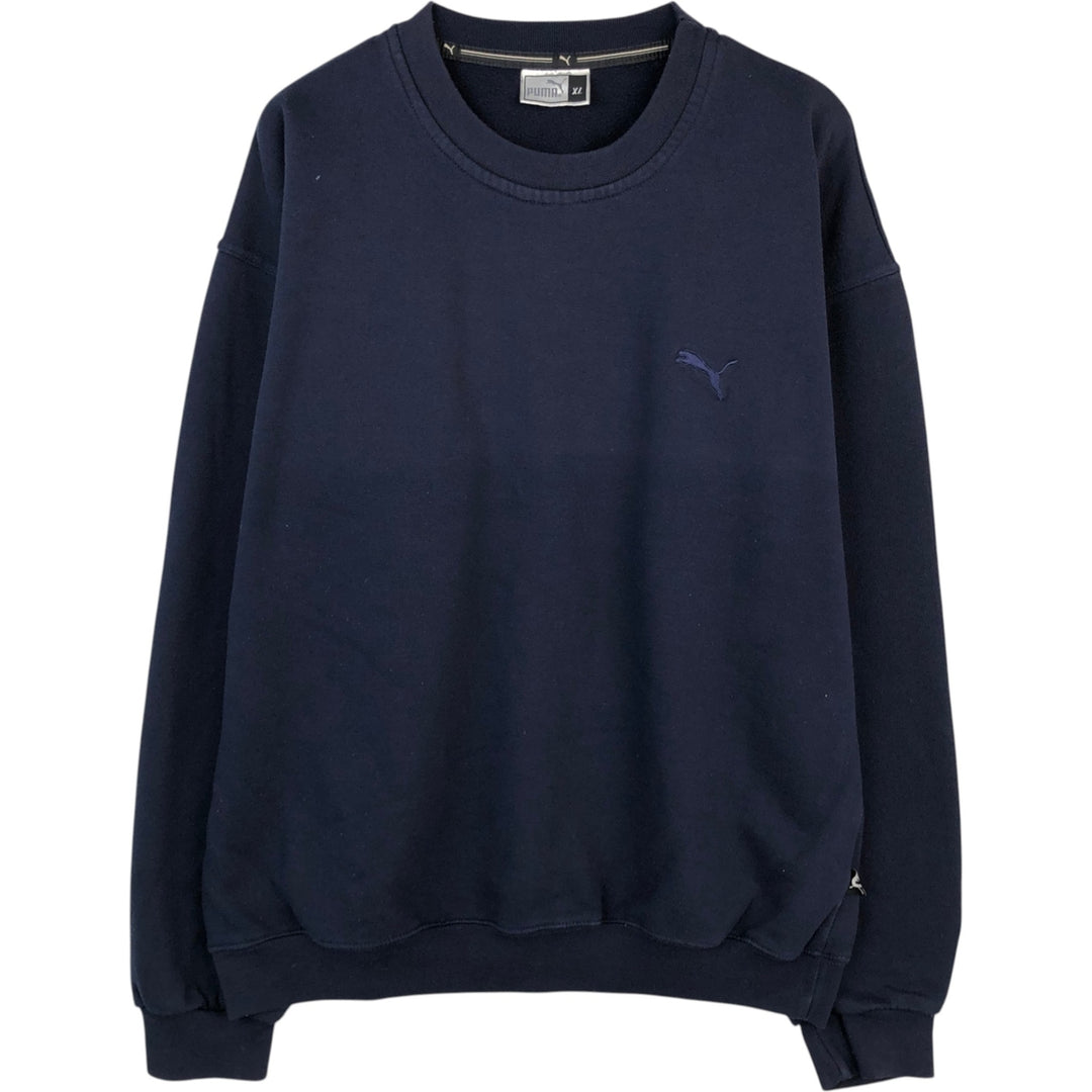 90s-00'S Puma Sweatshirt with One-Point Logo, Men's Size XL (Equivalent), Vintage cotton navy blue type Vintage Second Hand