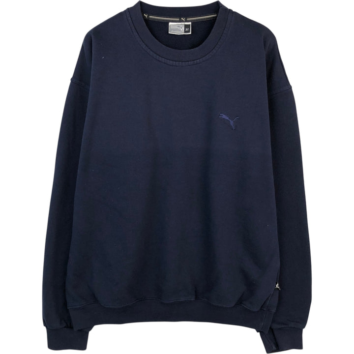 90s-00'S Puma Sweatshirt with One-Point Logo, Men's Size XL (Equivalent), Vintage cotton navy blue type Vintage Second Hand