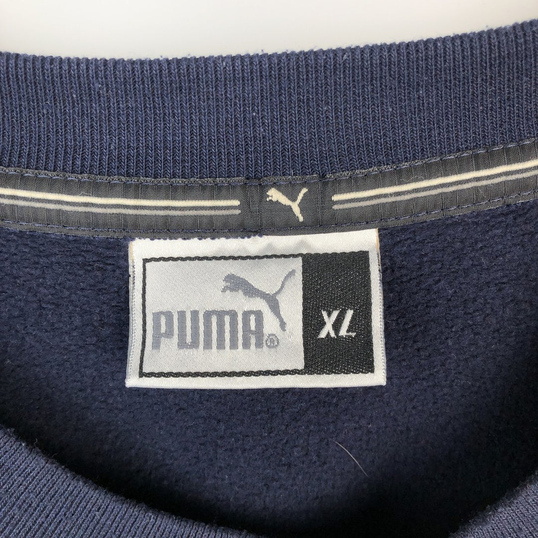 90s-00'S Puma Sweatshirt with One-Point Logo, Men's Size XL (Equivalent), Vintage cotton navy blue type Vintage Second Hand