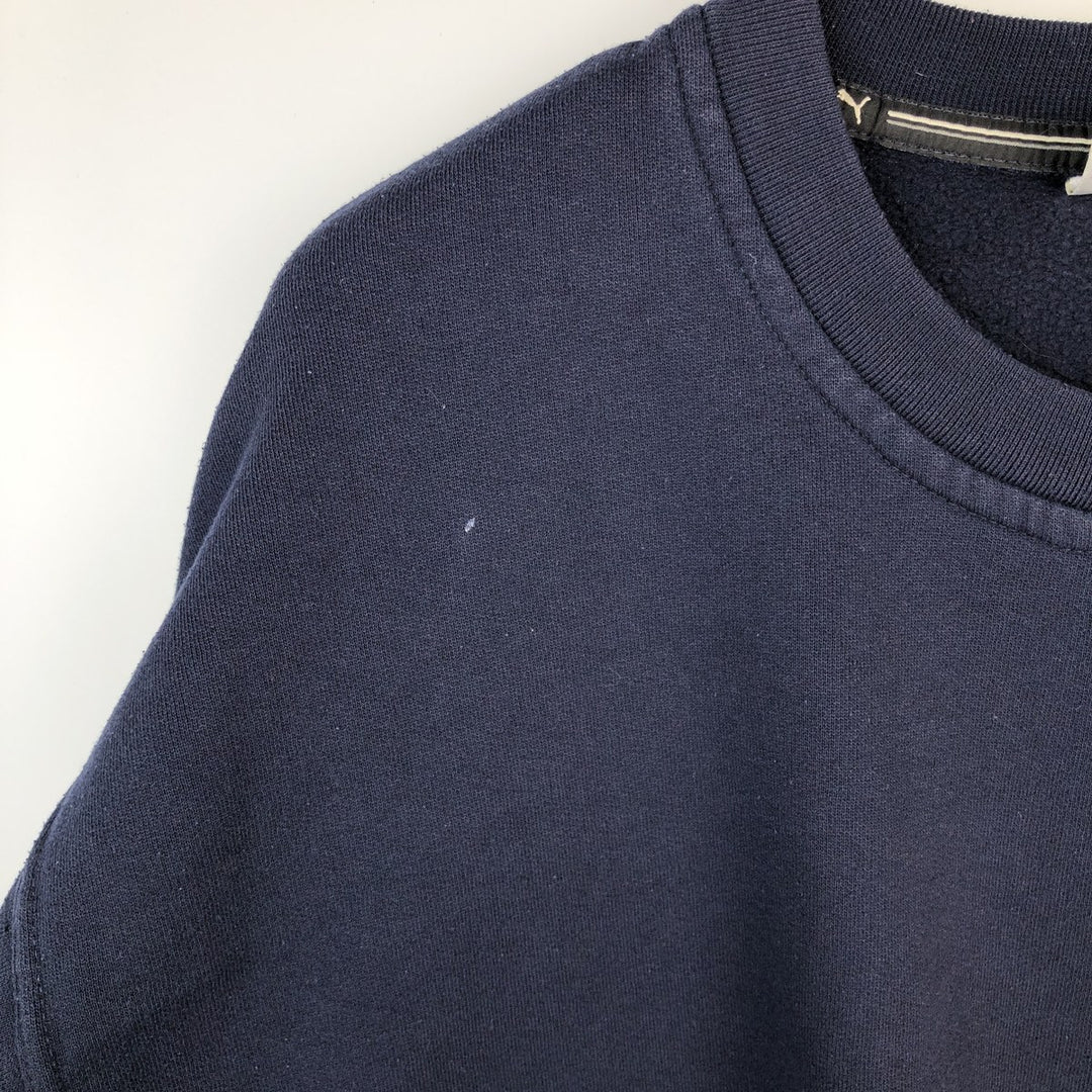 90s-00'S Puma Sweatshirt with One-Point Logo, Men's Size XL (Equivalent), Vintage cotton navy blue type Vintage Second Hand