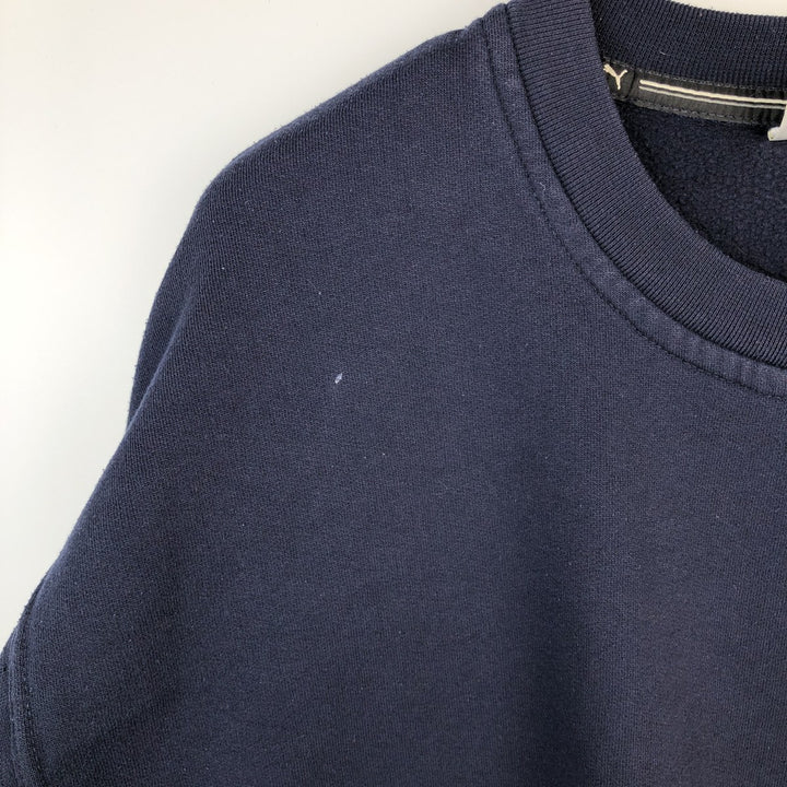 90s-00'S Puma Sweatshirt with One-Point Logo, Men's Size XL (Equivalent), Vintage cotton navy blue type Vintage Second Hand