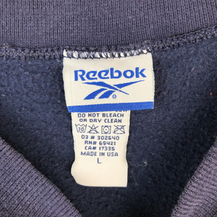 2000'S Reebok Logo Sweatshirt, Made in USA, Men's Size L (approx.) cotton navy blue type Vintage Second Hand