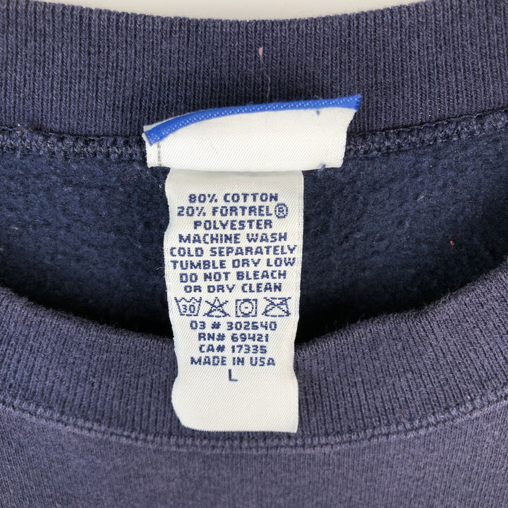 2000'S Reebok Logo Sweatshirt, Made in USA, Men's Size L (approx.) cotton navy blue type Vintage Second Hand