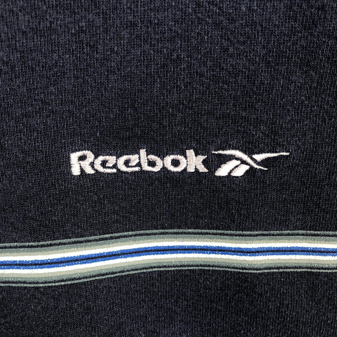2000'S Reebok Logo Sweatshirt, Made in USA, Men's Size L (approx.) cotton navy blue type Vintage Second Hand