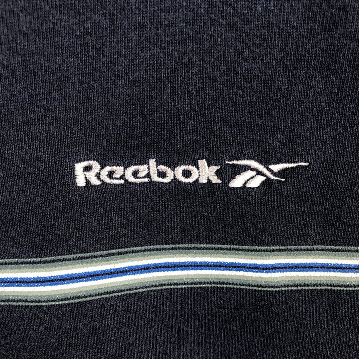 2000'S Reebok Logo Sweatshirt, Made in USA, Men's Size L (approx.) cotton navy blue type Vintage Second Hand