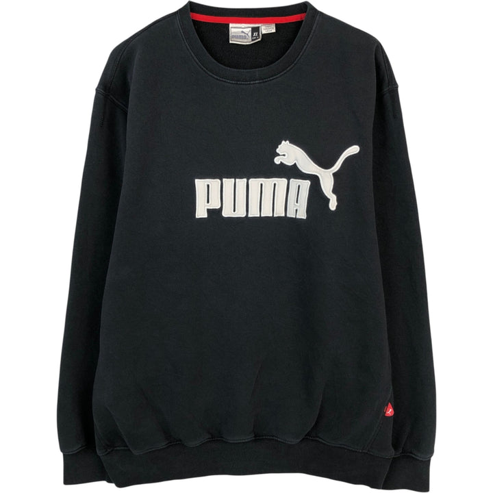 90s~00'S PUMA logo sweatshirt, men's XL size, vintage unclear black type Vintage Second Hand