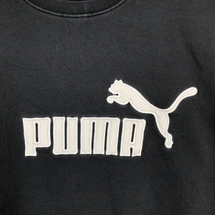 90s~00'S PUMA logo sweatshirt, men's XL size, vintage unclear black type Vintage Second Hand