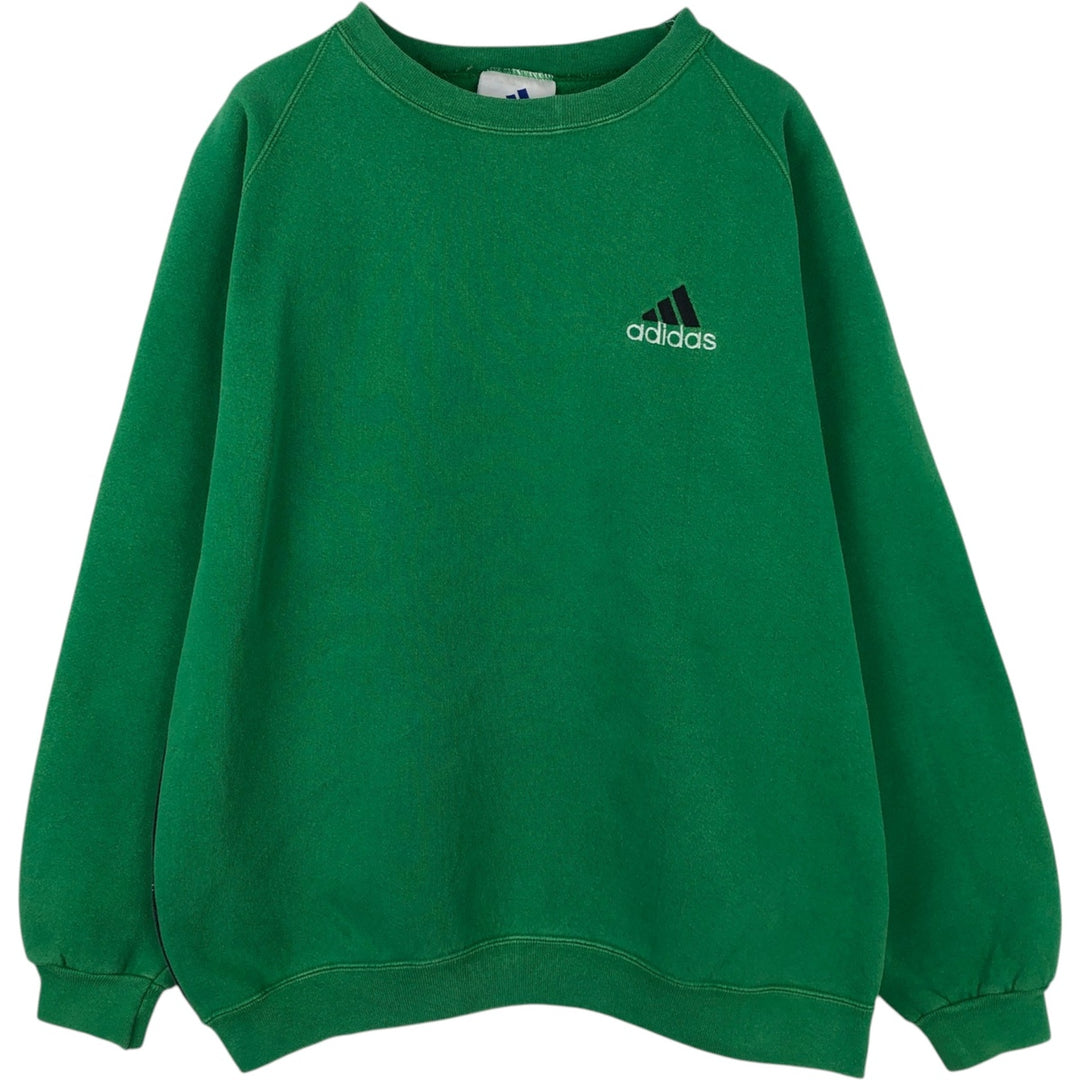Adidas one-point logo sweatshirt, made in USA, men's size XL. cotton green type Vintage Second Hand