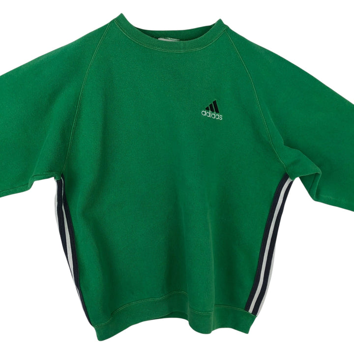 Adidas one-point logo sweatshirt, made in USA, men's size XL. cotton green type Vintage Second Hand