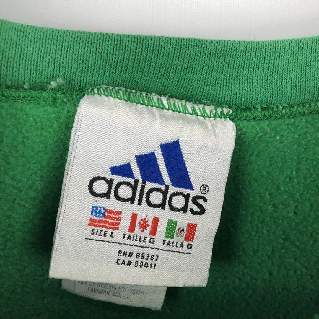 Adidas one-point logo sweatshirt, made in USA, men's size XL. cotton green type Vintage Second Hand