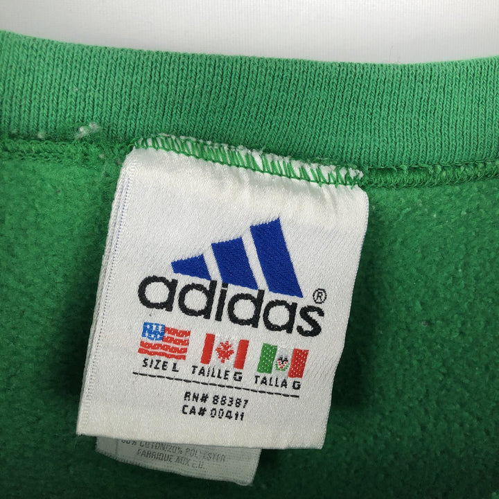Adidas one-point logo sweatshirt, made in USA, men's size XL. cotton green type Vintage Second Hand