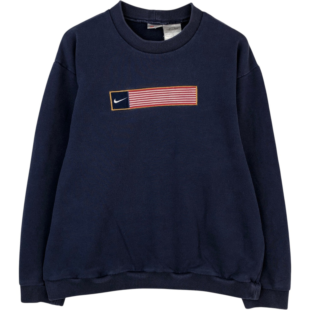 90s-00'S Nike American flag logo sweatshirt, men's size M (approx.), vintage. cotton navy blue type Vintage Second Hand