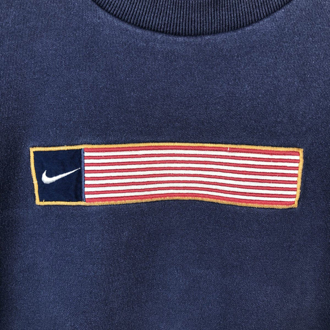 90s-00'S Nike American flag logo sweatshirt, men's size M (approx.), vintage. cotton navy blue type Vintage Second Hand