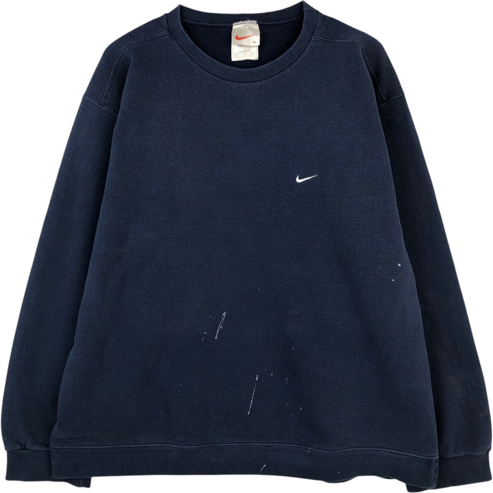 90'S Nike One Point Logo Sweatshirt, Men's XL Size Vintage cotton navy blue type Vintage Second Hand