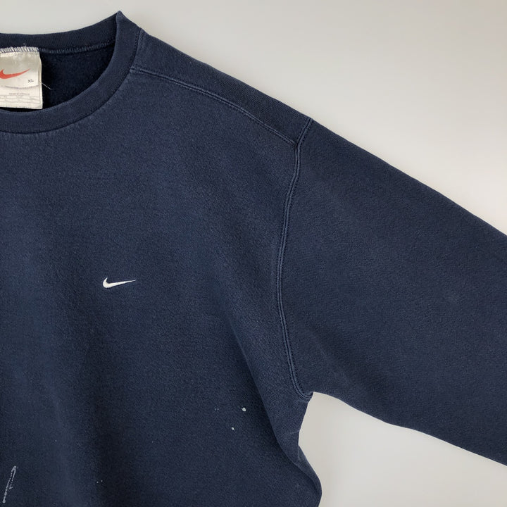 90'S Nike One Point Logo Sweatshirt, Men's XL Size Vintage cotton navy blue type Vintage Second Hand