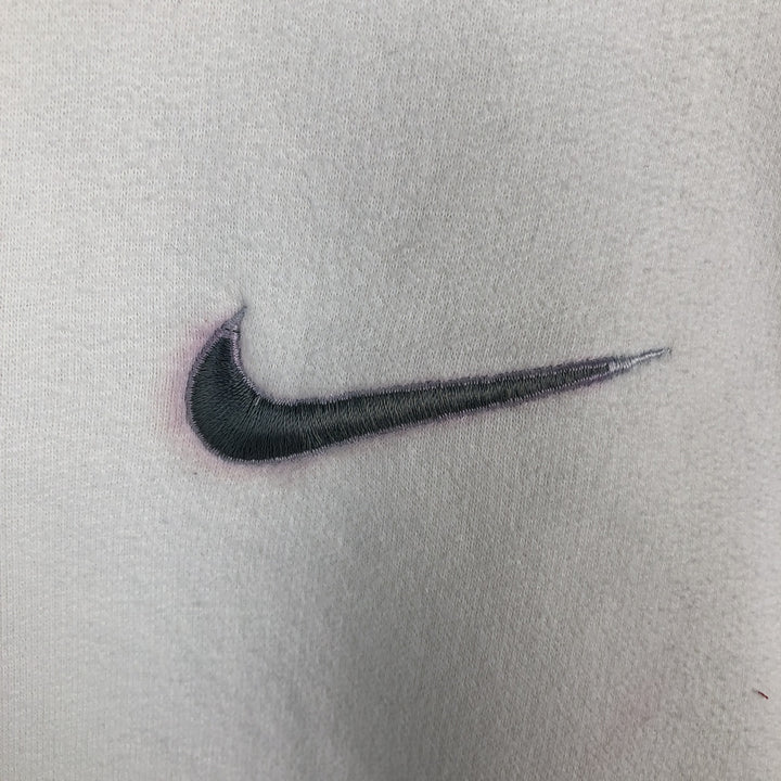 90'S Nike Full Button Logo Sweatshirt, Made in USA, Men's Size L (approx.), Vintage cotton white type Vintage Second Hand