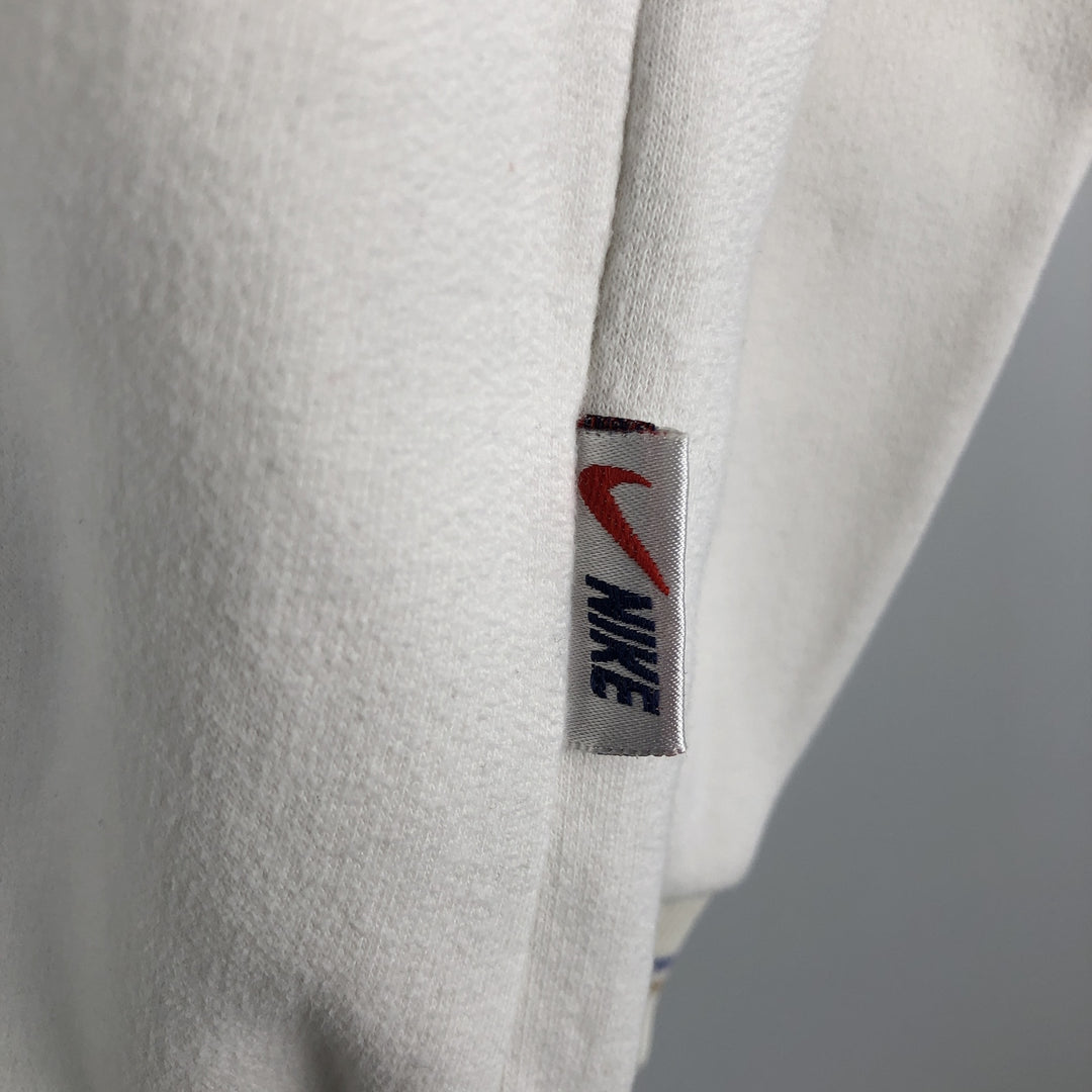 90'S Nike Full Button Logo Sweatshirt, Made in USA, Men's Size L (approx.), Vintage cotton white type Vintage Second Hand