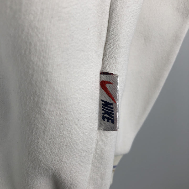 90'S Nike Full Button Logo Sweatshirt, Made in USA, Men's Size L (approx.), Vintage cotton white type Vintage Second Hand