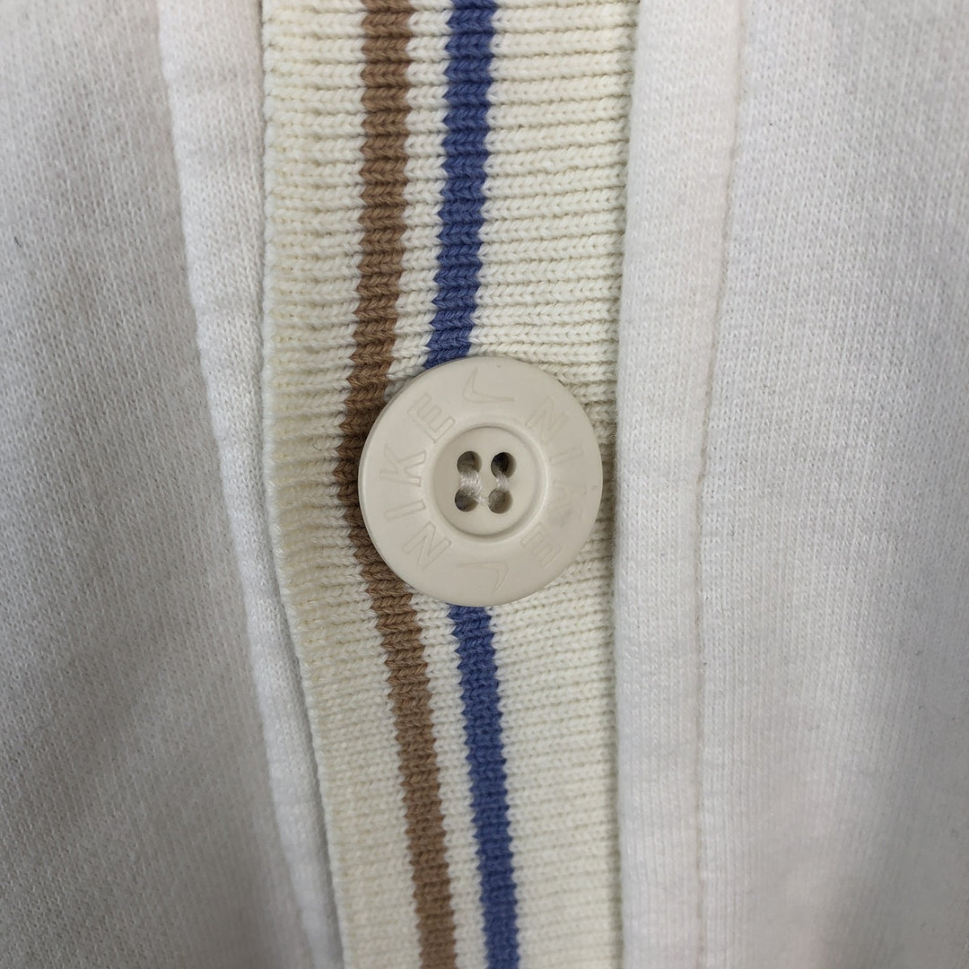 90'S Nike Full Button Logo Sweatshirt, Made in USA, Men's Size L (approx.), Vintage cotton white type Vintage Second Hand