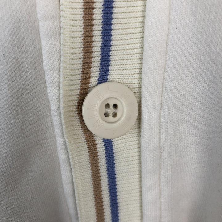 90'S Nike Full Button Logo Sweatshirt, Made in USA, Men's Size L (approx.), Vintage cotton white type Vintage Second Hand
