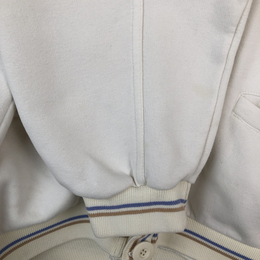 90'S Nike Full Button Logo Sweatshirt, Made in USA, Men's Size L (approx.), Vintage cotton white type Vintage Second Hand