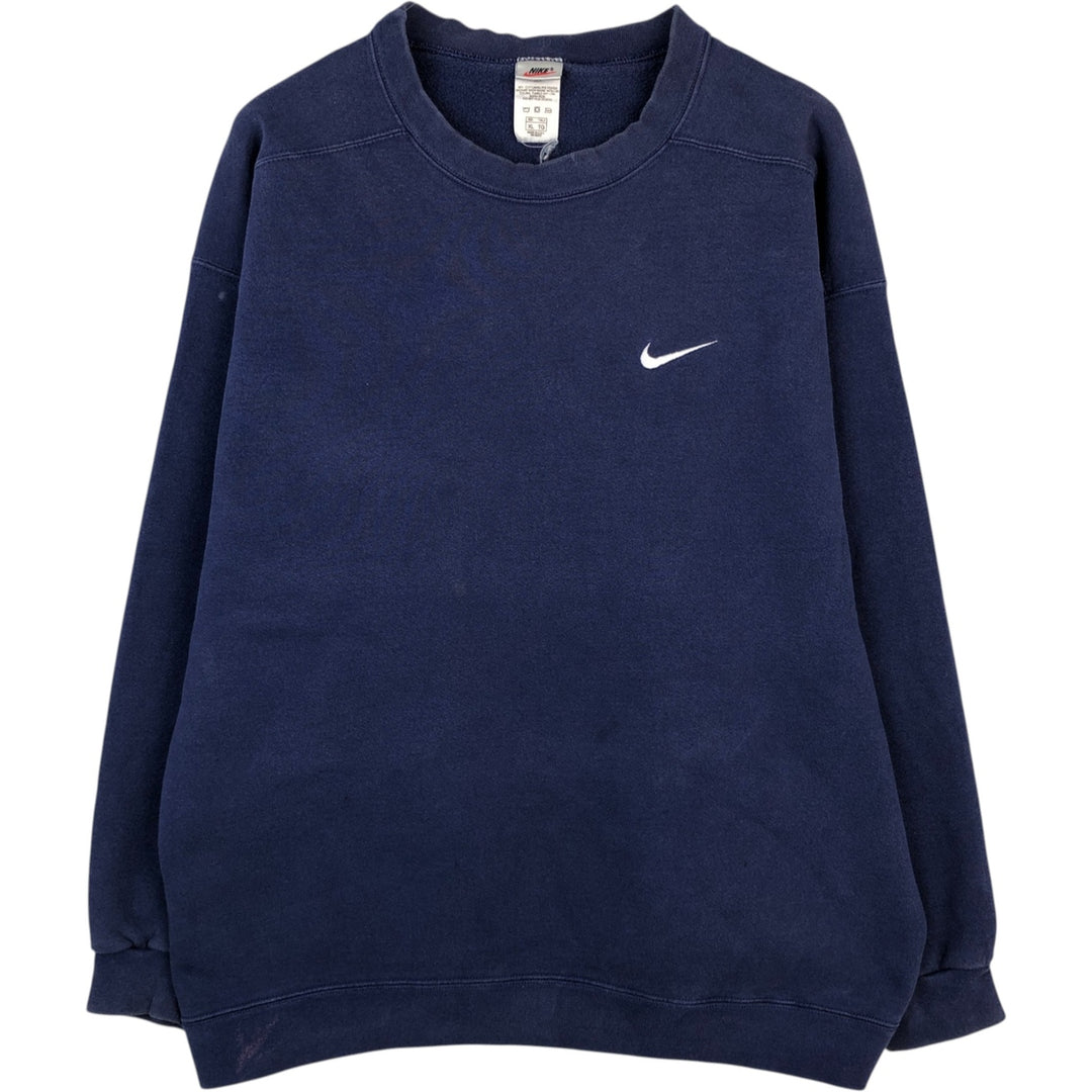 90'S Nike One-Point Logo Sweatshirt, Made in USA, Men's XL (approx.), Vintage cotton navy blue type Vintage Second Hand