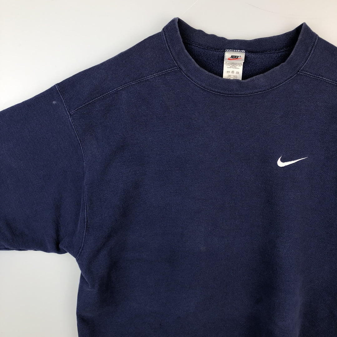 90'S Nike One-Point Logo Sweatshirt, Made in USA, Men's XL (approx.), Vintage cotton navy blue type Vintage Second Hand