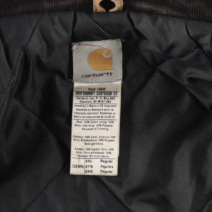 2000'S Carhartt Traditional Padded Duck Work Jacket, Men's XXL cotton brown type Vintage Second Hand