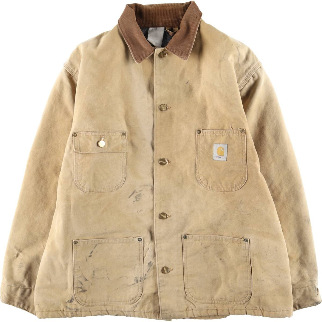 Carhartt Michigan Chore Coat Duck Coverall Men's XL Size unclear Beige type Vintage Second Hand