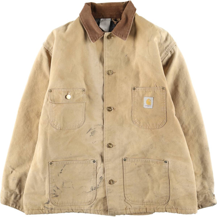 Carhartt Michigan Chore Coat Duck Coverall Men's XL Size unclear Beige type Vintage Second Hand