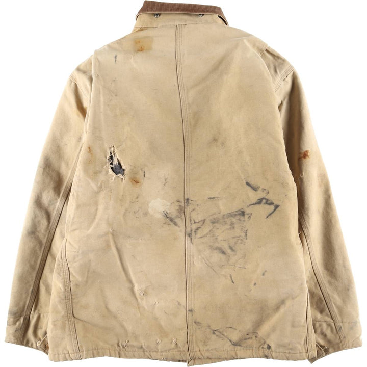 Carhartt Michigan Chore Coat Duck Coverall Men's XL Size unclear Beige type Vintage Second Hand
