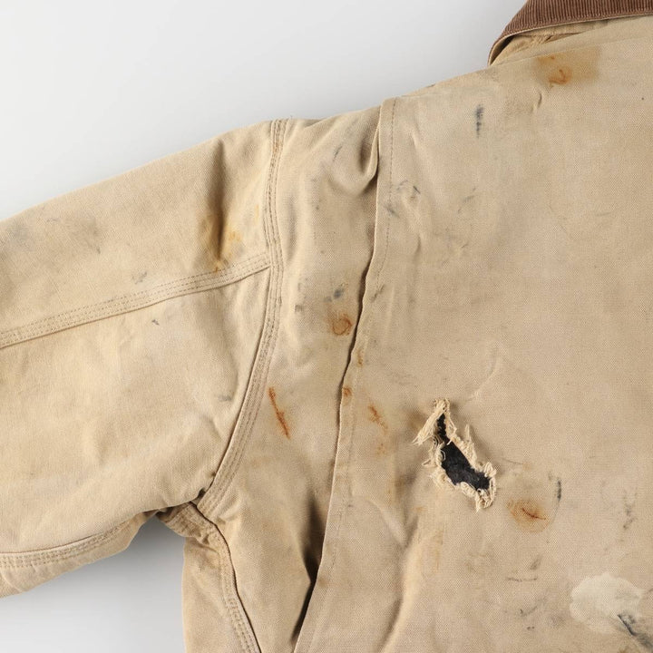 Carhartt Michigan Chore Coat Duck Coverall Men's XL Size unclear Beige type Vintage Second Hand