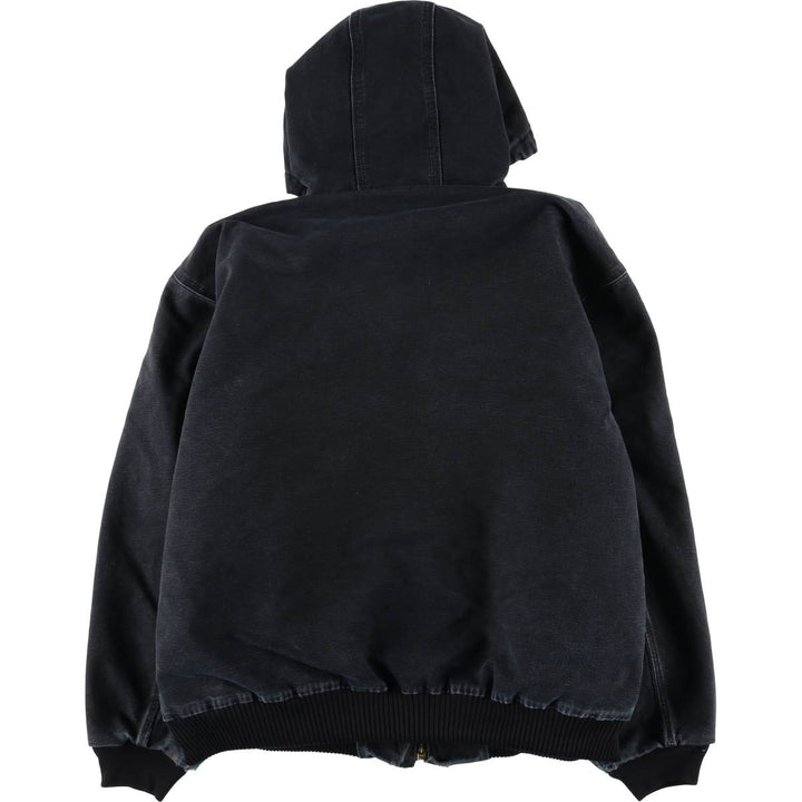 00'S Carhartt Active Jacket, Padded Duck Full Zip Hoodie, Men's XXL cotton black type Vintage Second Hand