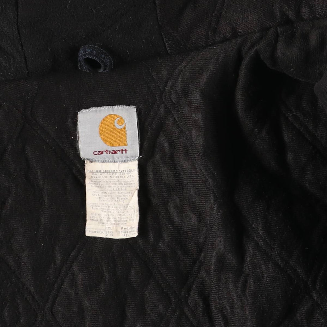 00'S Carhartt Active Jacket, Padded Duck Full Zip Hoodie, Men's XXL cotton black type Vintage Second Hand