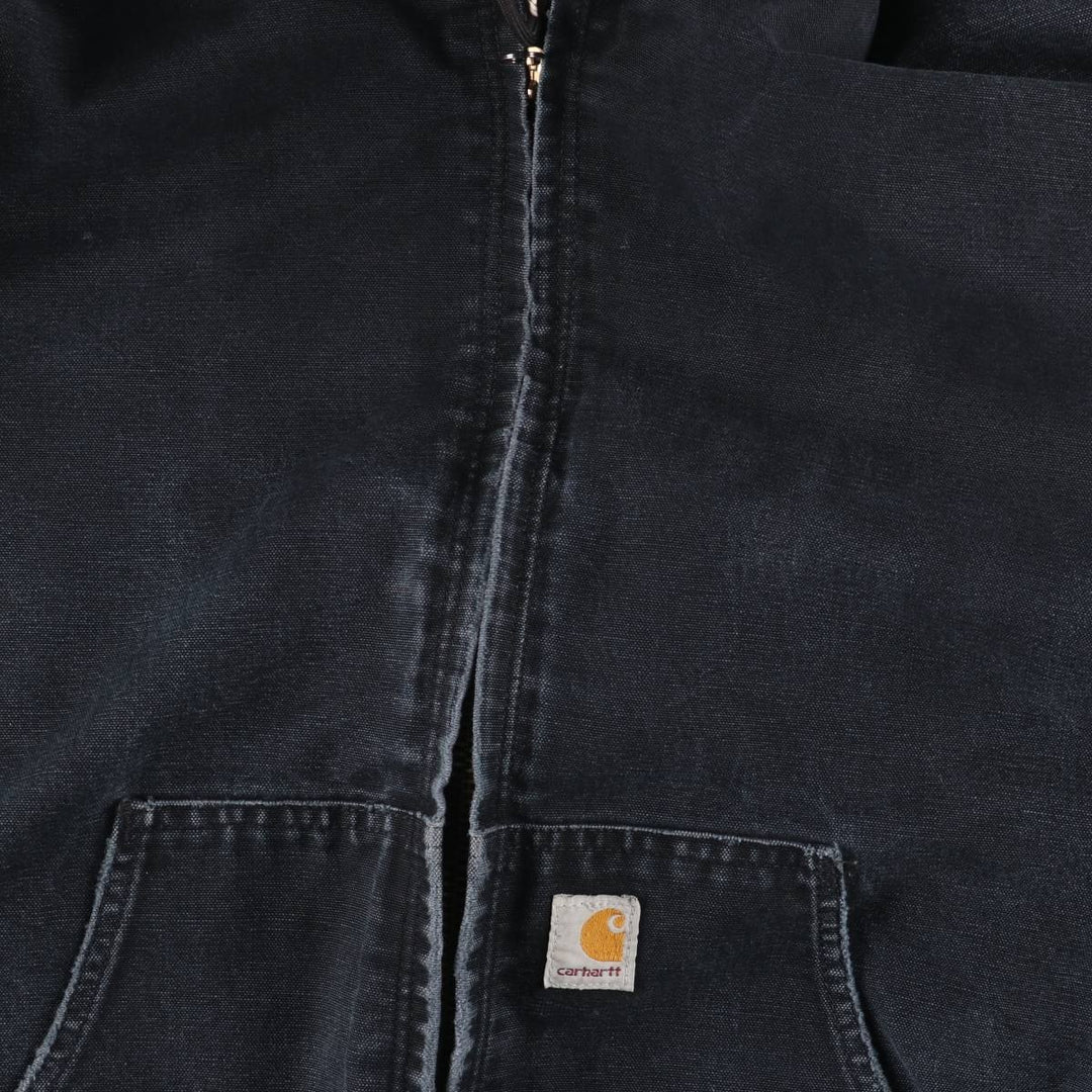 00'S Carhartt Active Jacket, Padded Duck Full Zip Hoodie, Men's XXL cotton black type Vintage Second Hand