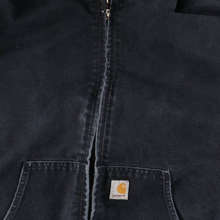00'S Carhartt Active Jacket, Padded Duck Full Zip Hoodie, Men's XXL cotton black type Vintage Second Hand