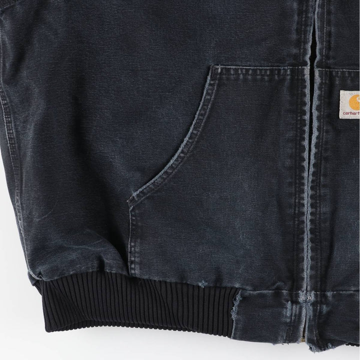 00'S Carhartt Active Jacket, Padded Duck Full Zip Hoodie, Men's XXL cotton black type Vintage Second Hand