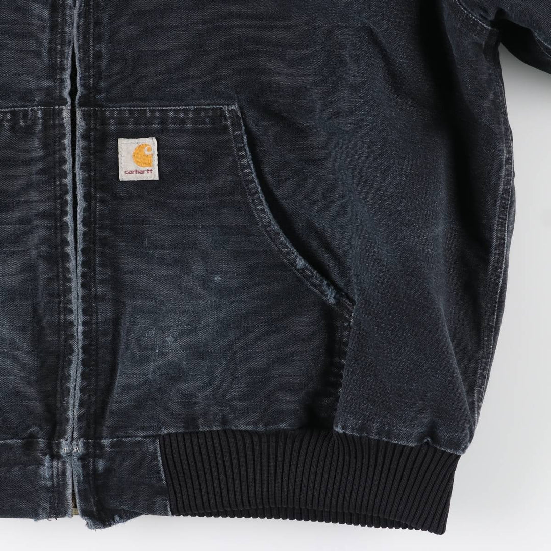 00'S Carhartt Active Jacket, Padded Duck Full Zip Hoodie, Men's XXL cotton black type Vintage Second Hand
