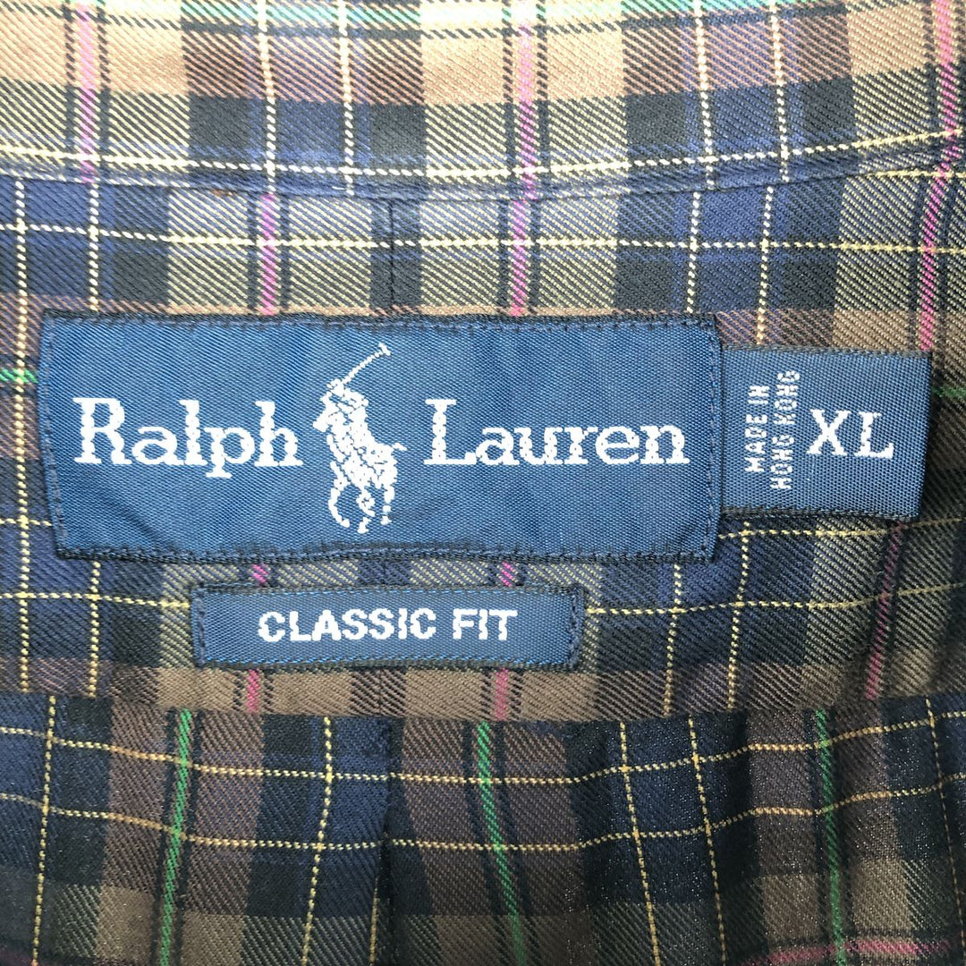 Ralph Lauren Classic Fit Long Sleeve Button Down Check Shirt Men's XL cotton black type Vintage Second Hand