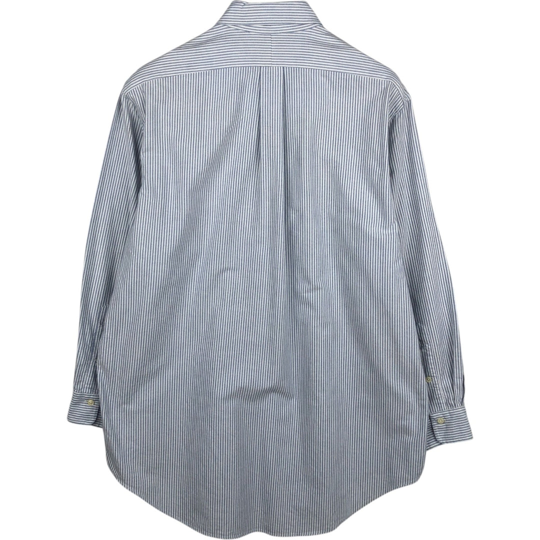 Ralph Lauren long sleeve button down striped shirt, men's size L cotton white type Vintage Second Hand