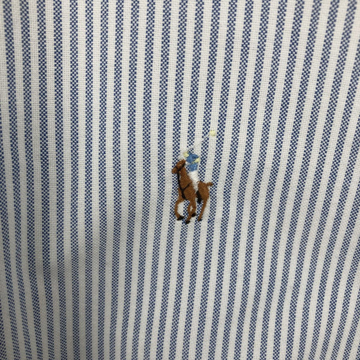 Ralph Lauren long sleeve button down striped shirt, men's size L cotton white type Vintage Second Hand