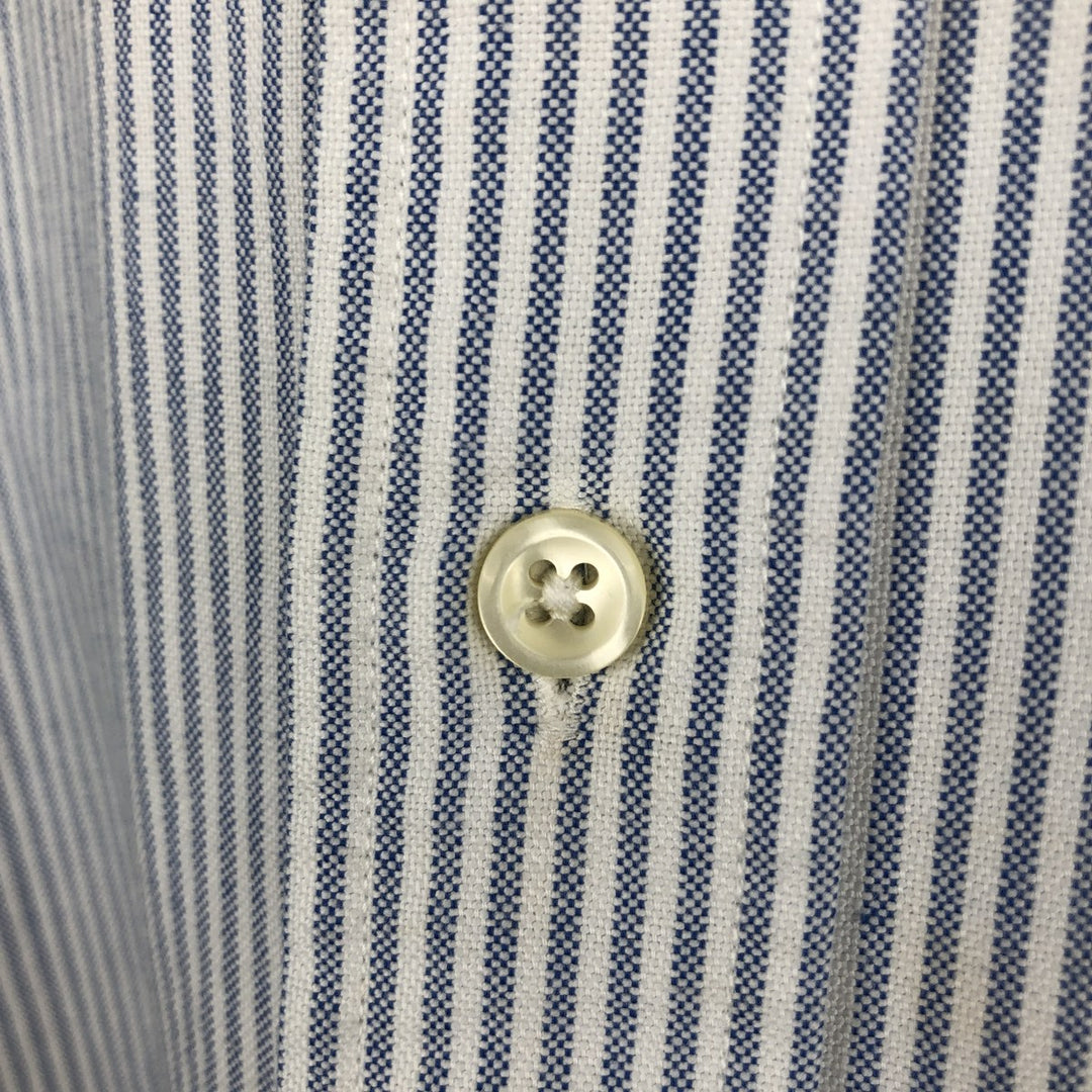 Ralph Lauren long sleeve button down striped shirt, men's size L cotton white type Vintage Second Hand