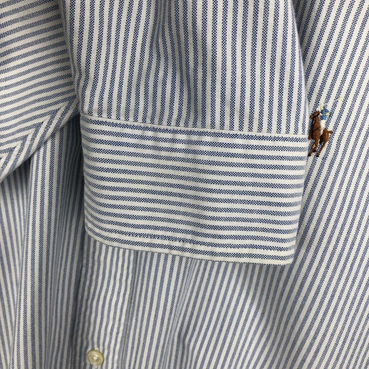 Ralph Lauren long sleeve button down striped shirt, men's size L cotton white type Vintage Second Hand
