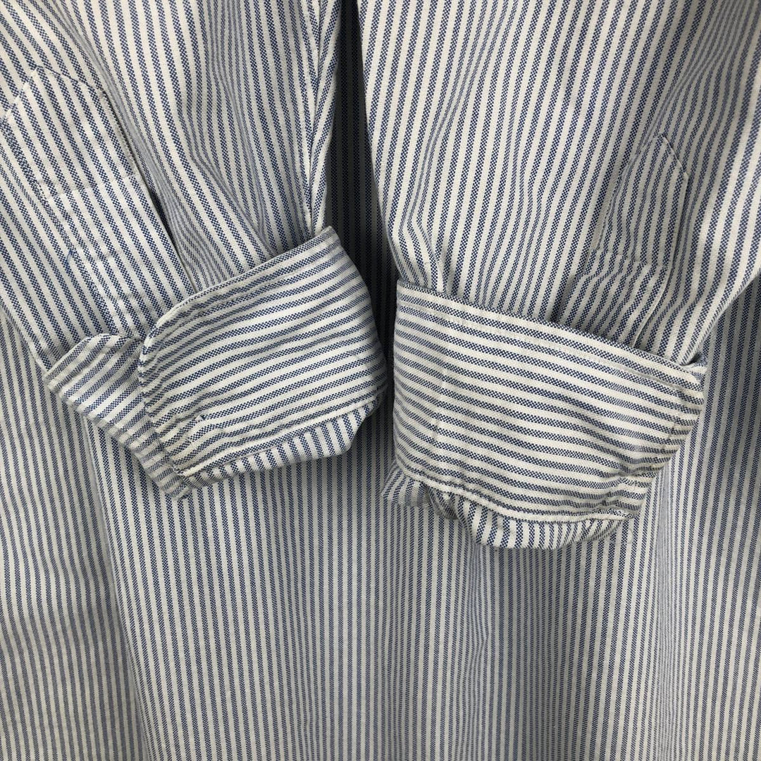 Ralph Lauren long sleeve button down striped shirt, men's size L cotton white type Vintage Second Hand