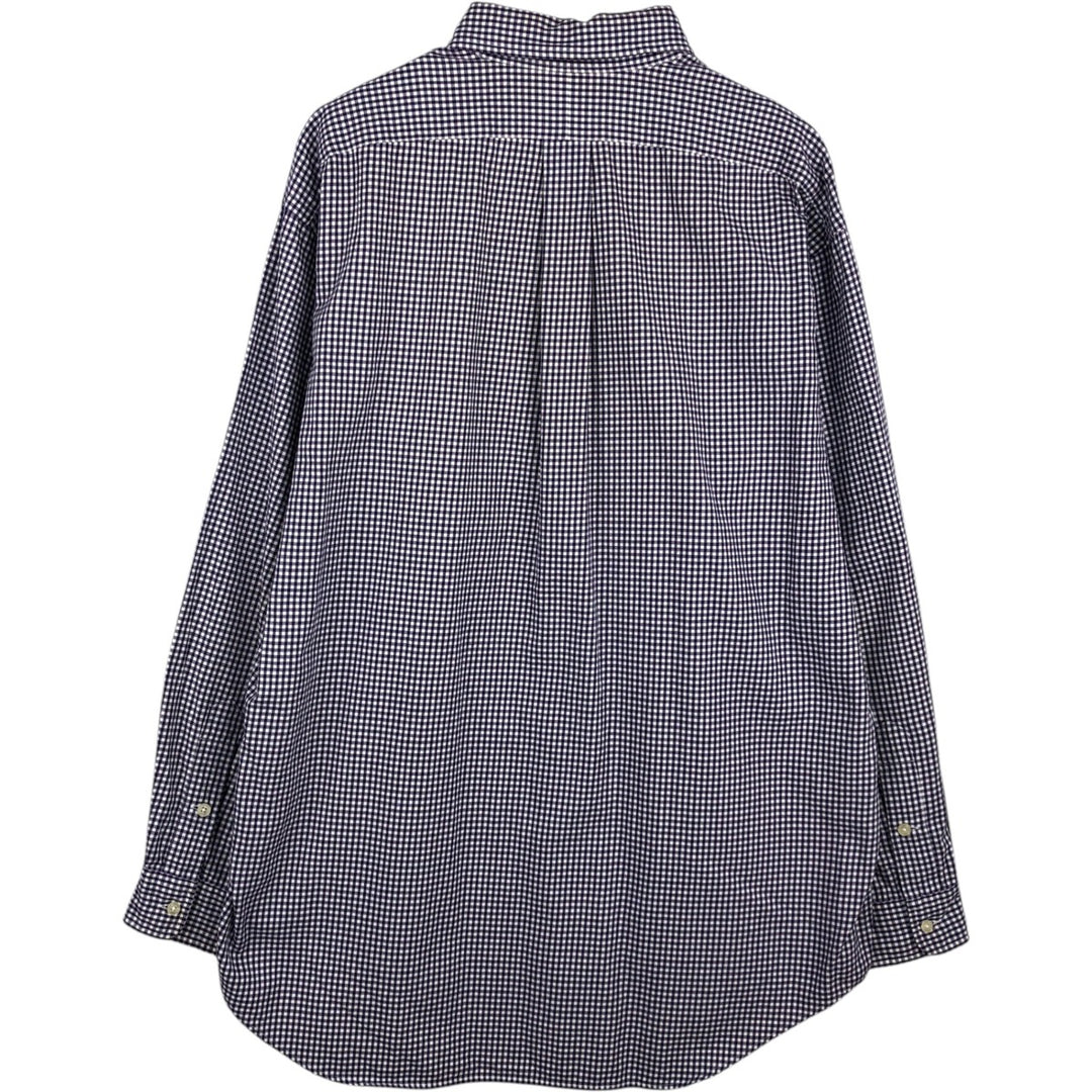 Ralph Lauren GOLF TILDEN Gingham Check Long-Sleeve Button-Down Check Shirt, Men's Size L (approx.) cotton purple type Vintage Second Hand