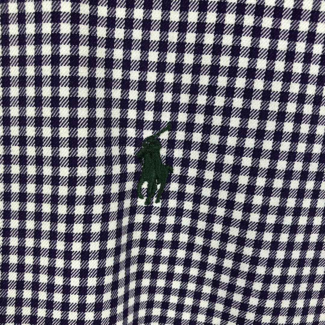 Ralph Lauren GOLF TILDEN Gingham Check Long-Sleeve Button-Down Check Shirt, Men's Size L (approx.) cotton purple type Vintage Second Hand