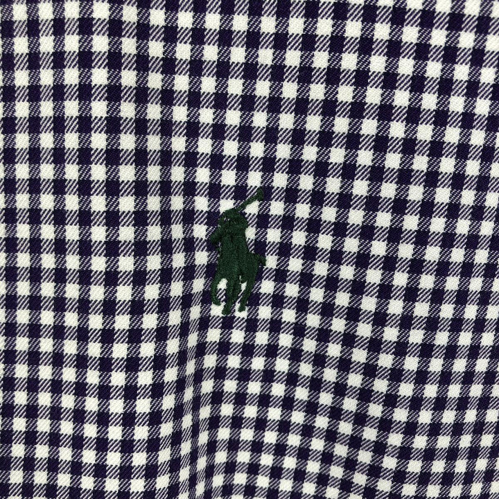 Ralph Lauren GOLF TILDEN Gingham Check Long-Sleeve Button-Down Check Shirt, Men's Size L (approx.) cotton purple type Vintage Second Hand