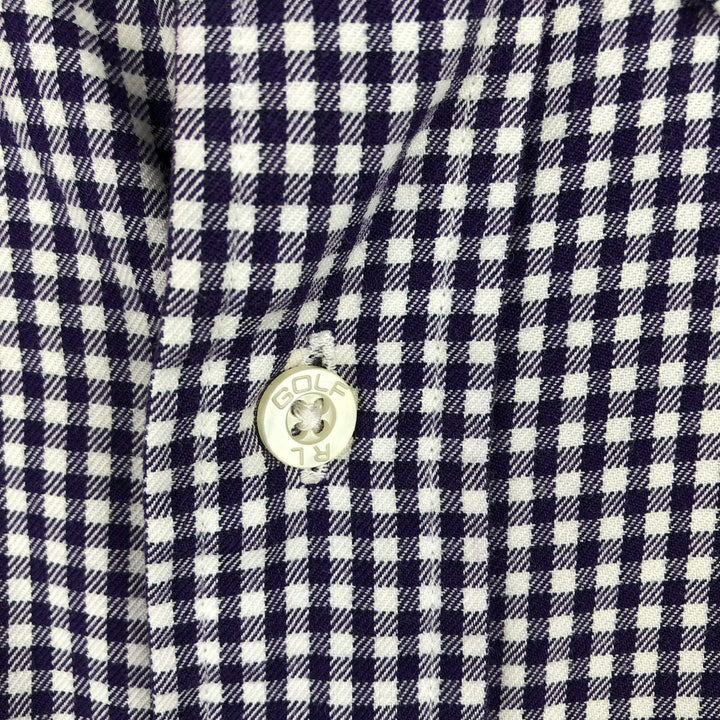 Ralph Lauren GOLF TILDEN Gingham Check Long-Sleeve Button-Down Check Shirt, Men's Size L (approx.) cotton purple type Vintage Second Hand