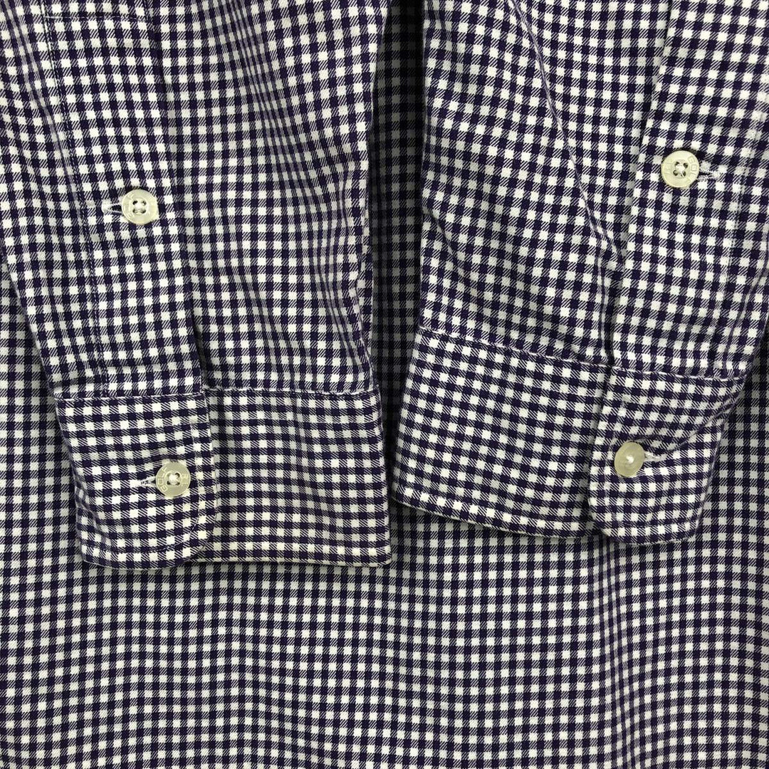 Ralph Lauren GOLF TILDEN Gingham Check Long-Sleeve Button-Down Check Shirt, Men's Size L (approx.) cotton purple type Vintage Second Hand